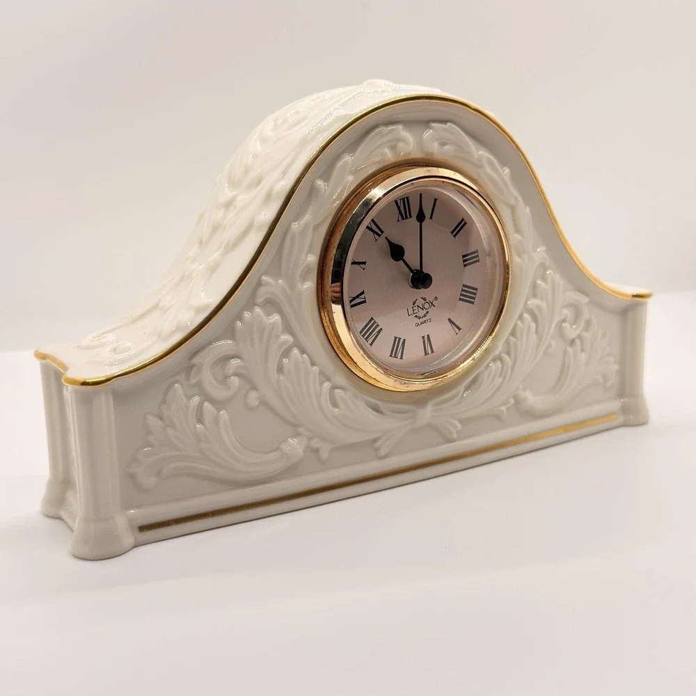 Lenox Grandmillennial French Country Mantel Clock Ivory Porcelain Vintage